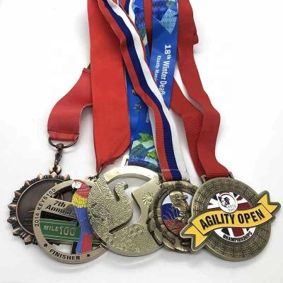 China Europe Manufacture Customized Design Your Own Zinc Alloy 3D Gold Award Marathon Running Custom Metal Sport Medal for sale