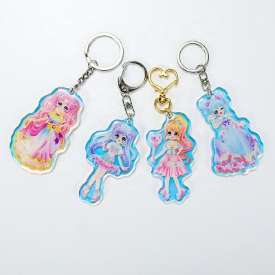 China Souvenir Gifts Custom make your own design printed laser acrylic keychain customized printed holographic acrylic charms for sale