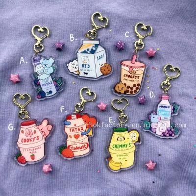 China Souvenir Gifts Custom Japan Photo Laser Cut Plastic Diy Design Customized Clear Printed Anime Glitter Keychain Acrylic Charm for sale