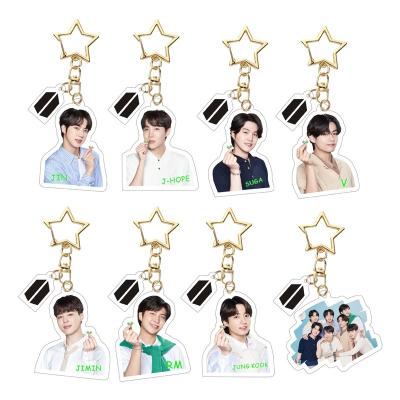 China Souvenir Gifts Custom Plastic Kpop Korea Star Idol Cute Image jung kook Hologram Craft Key Chain  Bag Decoration Acrylic Pendant Keychain for sale