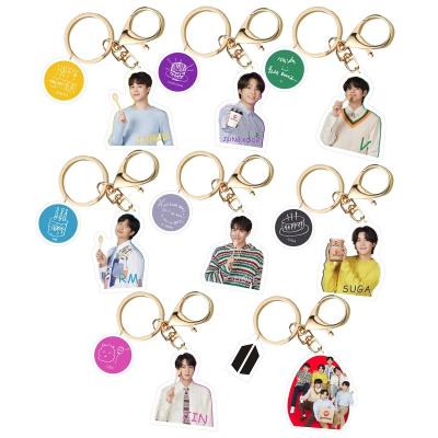 China Souvenir Gifts kpop charm custom star peripheral products plastic acrylic photo frame Jung Kook Jin SUGA j-hope RM Jimin V Jung kim keychain for sale