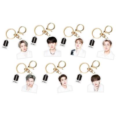 China Souvenir Gifts Acrylic Kpop Printed Key Chain Kpop Bts Star Character Key Chain Custom Korea pop Keychain for sale