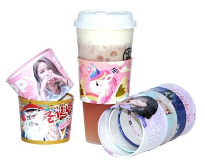 China Disposable Custom printed cupsleeve Cup Holder Kpop and thick cardboard paper air holder cup sleeve coffee cup sleeve for sale