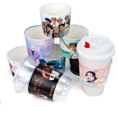 China Disposable Wholesale kpop custom printing high quality foil paper cupsleeves custom cupsleeve for event party for sale