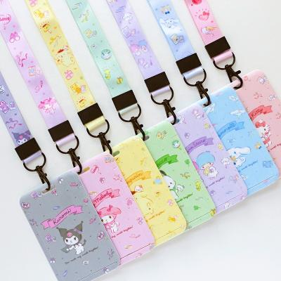 China Eco-Friendly Cute kpop cartoon creative student meal card bus card school card protective cover holder lanyard keychain photocard holder for sale