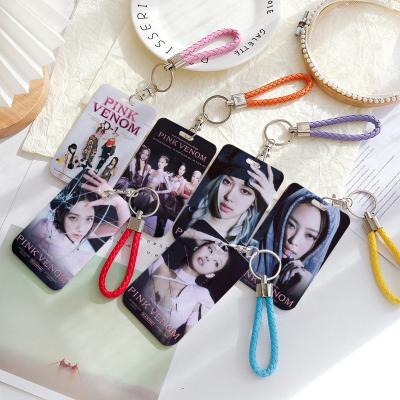 China Fashion Custom Design Sublimation Kpop Cover Print Sleeve ABS Plastic ID Photo Card Holder Charm pink venom Card Holder keychain for sale