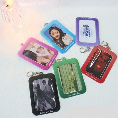 China Fashion New Arrival Ready to Ship Pvc Card Holder Custom Photo Cardholder keychain Simple Color Design Photocard holder for sale