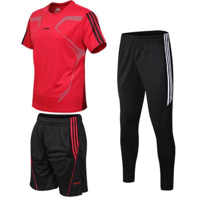 China New Men's Breathable Casual Sportswear Summer Quick-drying Three-Piece Set Training Tracksuits for sale