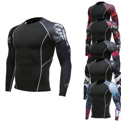 China Custom Rash Wear Gym Wear Breathable Guard Fitness Wear Men Compression Suit Men Fitness T-shirt Training Sweatshirt for sale