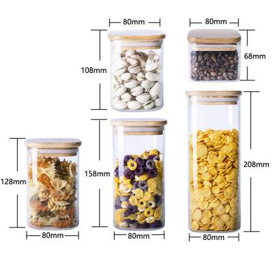 China Wholesale Airtight Pasta Kitchen Noodle Nuts Freshness Preservation 705ml Borosilicate Glass Storage Jar Set With Bamboo Cork Lid for sale