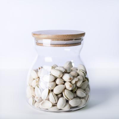 China Airtight Storage Bamboo Glass Jar Kitchen Freshness Preservation 700ml Lid Borosilicate Food Nuts Beans Clear Storage Box for sale