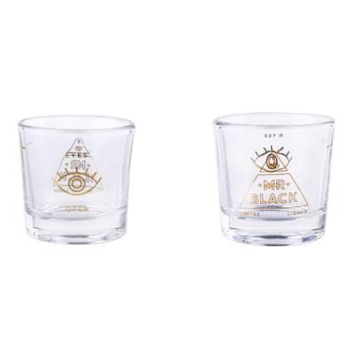 China 1oz 35ml Classic Unique Design Sublimation Printing Glass Candle Holder With Customized Logo for sale