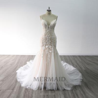 China Sexy Anti-Static Beaded Lace Wedding Dress Mermaid Wedding Dress 2021 for sale