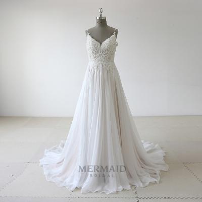 China Grace Chiffon Boho Heavy Beading Wedding Dress Without Anti-Static Backless 2020 for sale