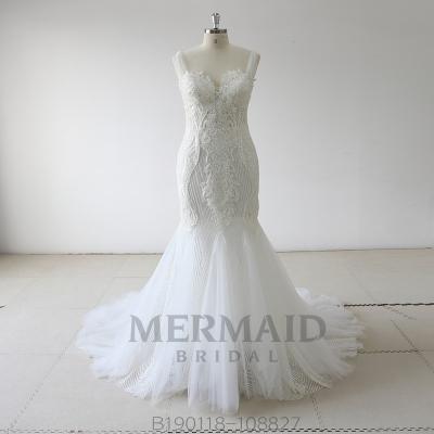 China New Anti-Static Backless Heavy Beaded Mermaid Wedding Dress for sale