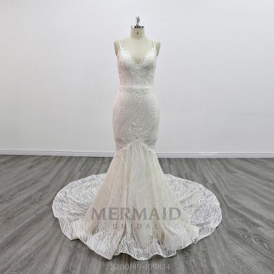 China Lace Mermaid Anti-Static Backless Beading Wedding Dress for sale