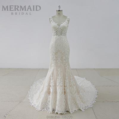 China 2019 New Lace Wedding Dress Anti-static Mermaid Real Bridal Wedding Dress for sale