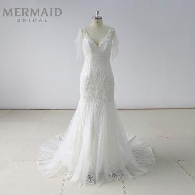 China New anti-static suli vestido de noiva mermaid wedding dress with sleeve for sale