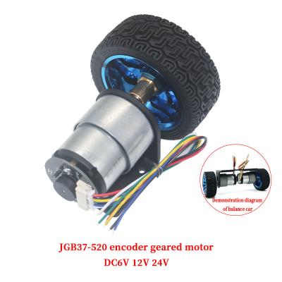 China JGB37-520 Hall Encoder Totally Enclosed DC Motor Four Wheel Drive Balanced Smart Small Car 6V 12V Motor 1000rpm, 600rpm, 300rpm, 200rpm, 100rpm for sale