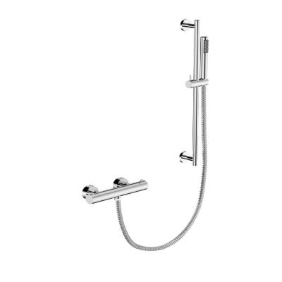 China With Two Handles Slide Bar Wall Mount Tub Faucet High Quality Brass Thermostatic Bathroom With Slide Bar And Hand Brass Shower for sale