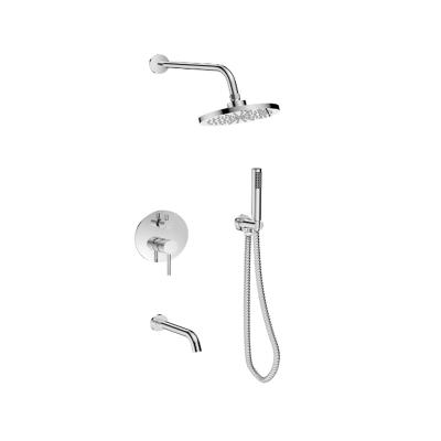 China Without Wall Mounted Shower 3 Way Sliding Bar Concealed Round Shower Set Rain Mixer Faucet for sale