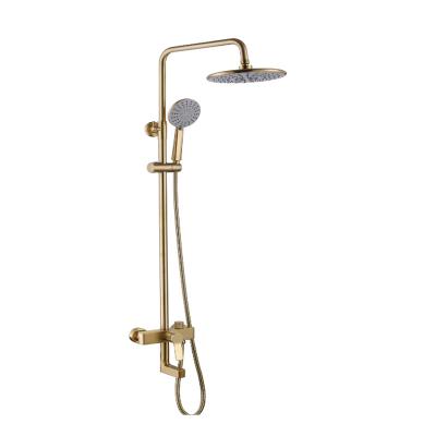 China With Sliding Bar Wall Exposed Single Handle Gold Bathtub And Brass Shower Faucet for sale