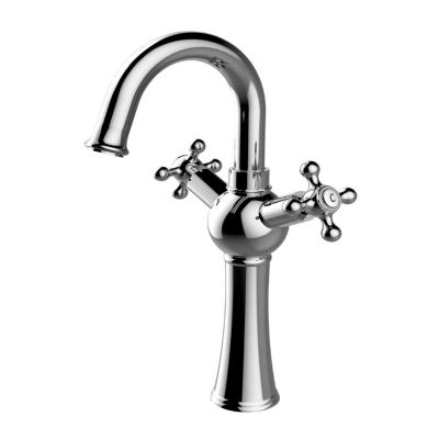 China Metered Faucets Two Brass Cross Handle One Hole High Bathroom Faucets And Mixers for sale