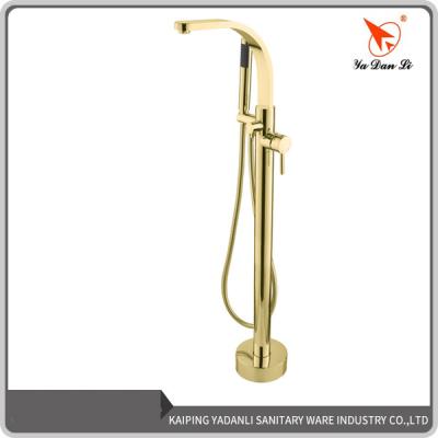 China Kaiping Manufacturer Contemporary Single Handle Floor Mount Faucets Gold Floor Mount Brass Tub Faucet With Shower for sale