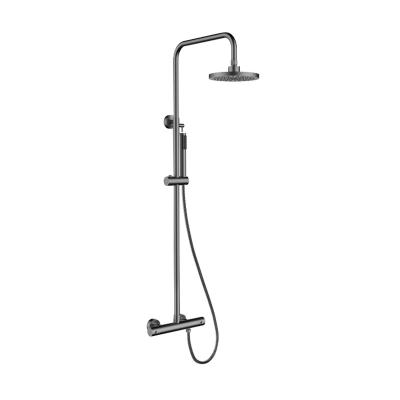 China With Slide Bar Kaiping Made High Quality Brass Gray Gunmetal Thermostatic Shower Faucet Set for sale