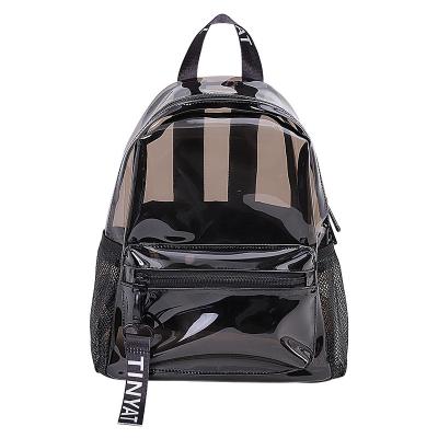 China Custom Statistical Institute Logo Women Men Student Transparent Backpack Fashion Clear Waterproof Girls Backpack Factory Sale for sale