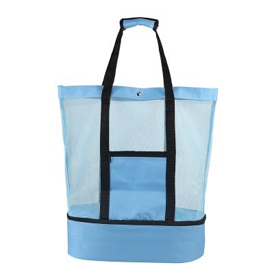 China Custom Waterproof LOGO Durable Mesh Beach Tote Bag With Cooler Insulated Detachable Pool Bags For Women Gym Sports Cooler Bag for sale