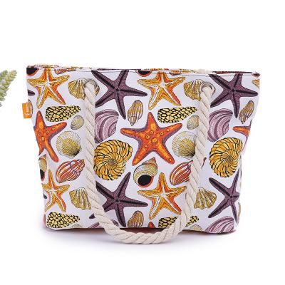 China Large Captical Designer Handbags Casual Tote Bags For Shopping Large Capacity Shell Beach Bag Cotton Canvas Starfish for sale