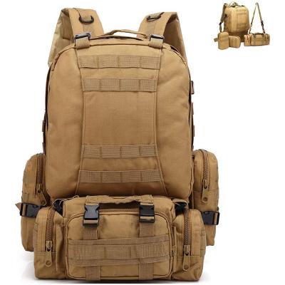 China Waterproof Tactical Backpack 55L Molle Outdoor Military Bags With 3 Detachable Bags Camping Hiking Traveling Daypack for sale