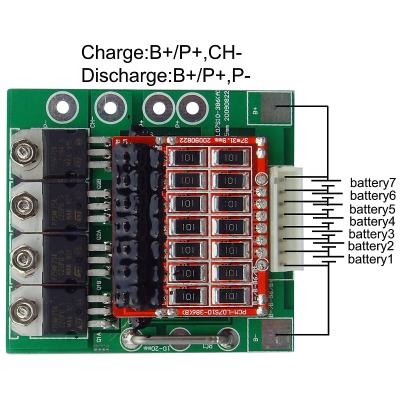 China FR-4 7S 10a PCM BMS for 25.9V Li-ion Li-polymer LiFePO4 Battery Pack (PCM-L07S10-386) for sale