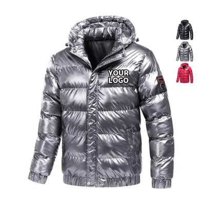 China Reversible Mens Bubble Coat Custom Shiny Bubble Jacket Winter Logo Stripper Jacket for sale