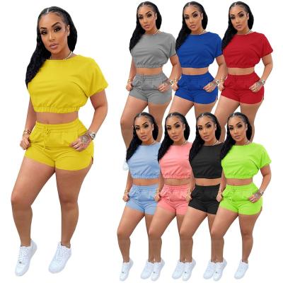 China Anti-pilling 2022 Logo Clothing Crop Two Piece Set Womens Summer Short Set Backless Top 2 Short Pants Custom Made for sale