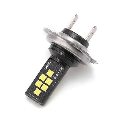 China Aluminum H7 LED Fog Light Car Anti Fog Bulb 12W 6000K 1200LM Headlight Bulb 12SMD 3030 Headlight for sale