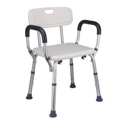 China New Safety Bath High Quality Adjustable Bathroom Chair 6 Tiers Aluminum Alloy 6 Legs Adjustable Shower Chair With Back And Arms for sale