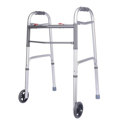 China Lightweight Adjustable 8 Levels Legs Standing View Aid Aluminum Folding Walking Walker With Four Wheel For Handicapped for sale