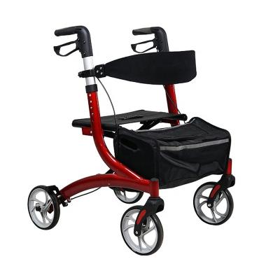 China Elderly Adjustable Folding Rollator Walker 4 Wheels With Seat And Backrest 130kgs (286 lbs) for sale