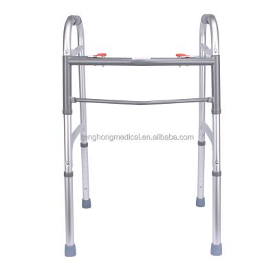 China Brown Aluminum Frame Carton Retail Medical Disabled Aid Aluminum Leg Walking Crutches 4 Folding Walker for sale