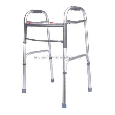 China Aluminum Sight Disabled Medical Aid Walking 4 Leg Crutches Aluminum Walker Aids Folding Walker for sale