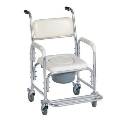 China Aluminum/HD-PE/Plastic Commode Wheelchair Toilet Chair For Transport Personal Commode Shower Old Men Medical Wheelchair Mobility Rolling Chair for sale