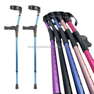 China Aluminum High Quality Ergonomic Handle Colored Elbow Crutches Disabled Forearm Crutches Aluminum for sale