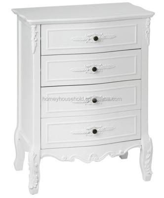 China Elegant White Solid Wood Storage Drawer MDF Bedside Table Cabinet 4 Drawer Chest Lamp Holder for sale