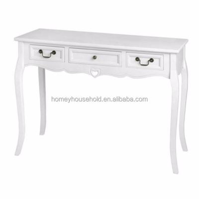 China eco-friendly french style entryway shabby chic console table with 3 drawers for sale