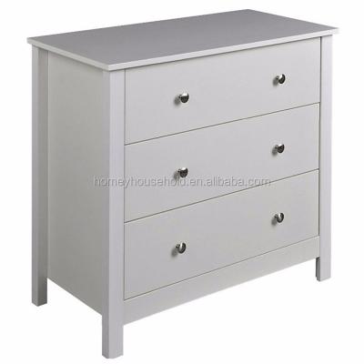 China White 3 Drawer Bedroom Chest Of Drawer Storage Furniture White Storage Cabinet for sale