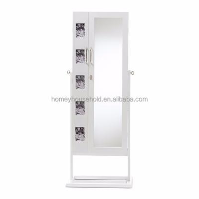 China Eco - Friendly Floor Standing Jewelry Cabinet Lockable Cabinet With Integral Mirror for sale