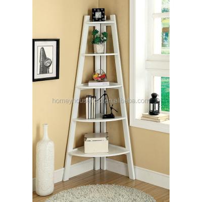 China Modern luxury retro french style 5 tier white ladder corner shelf for sale