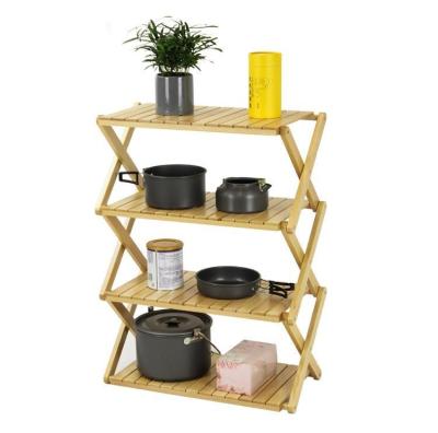 China Tianye Beech Wood Camping Outdoor Portable Folding Rack Durable Garden Furniture Solid Wood Standing Multilayer Shelf for sale